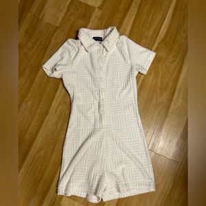 White fox terry cloth romper